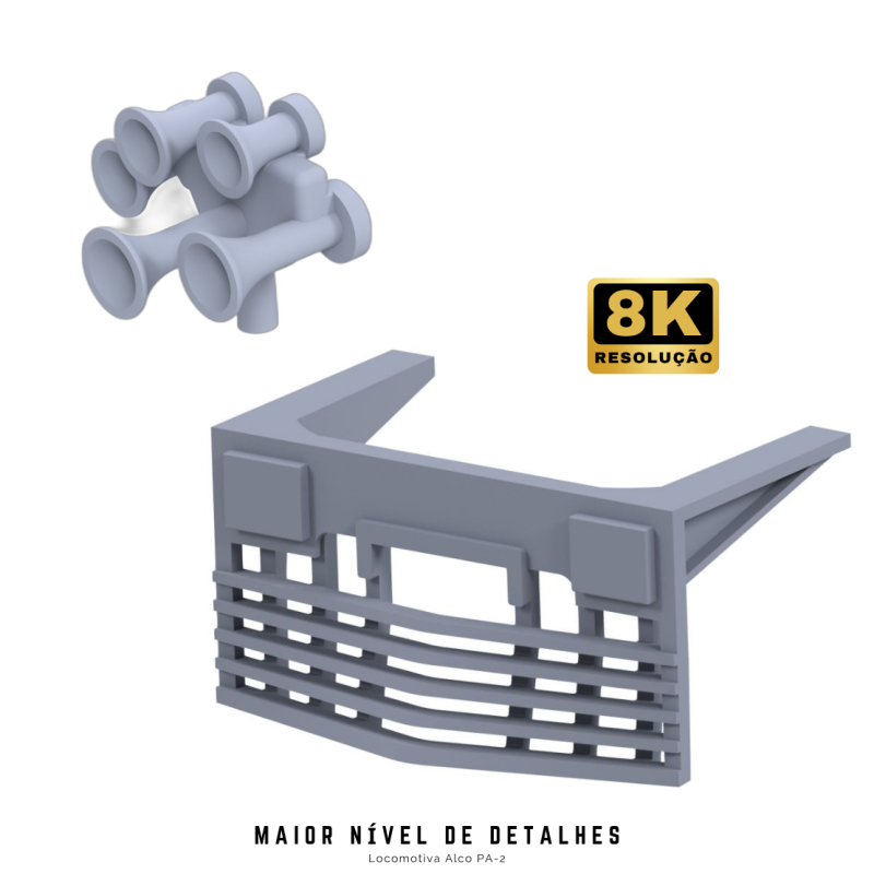 Kit Buzina e Limpa-Trilho 3D para Locomotiva Alco PA CPEF Escala 1/87 HO