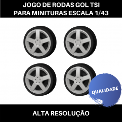 Jogo De Rodas GOL TSI 3d com Pneus para Miniatura Escala 1/43